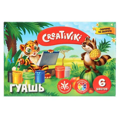 Гуашь 6 цветов 10 мл (Creativiki)