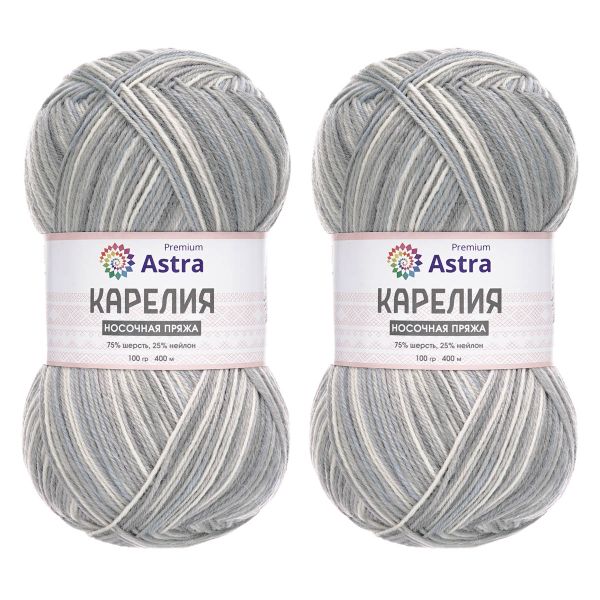 Пряжа Astra Premium (Астра Премиум) Карелия носочная (Karelia sock) / уп.2 мот. по 100 г, 400 м, 1013