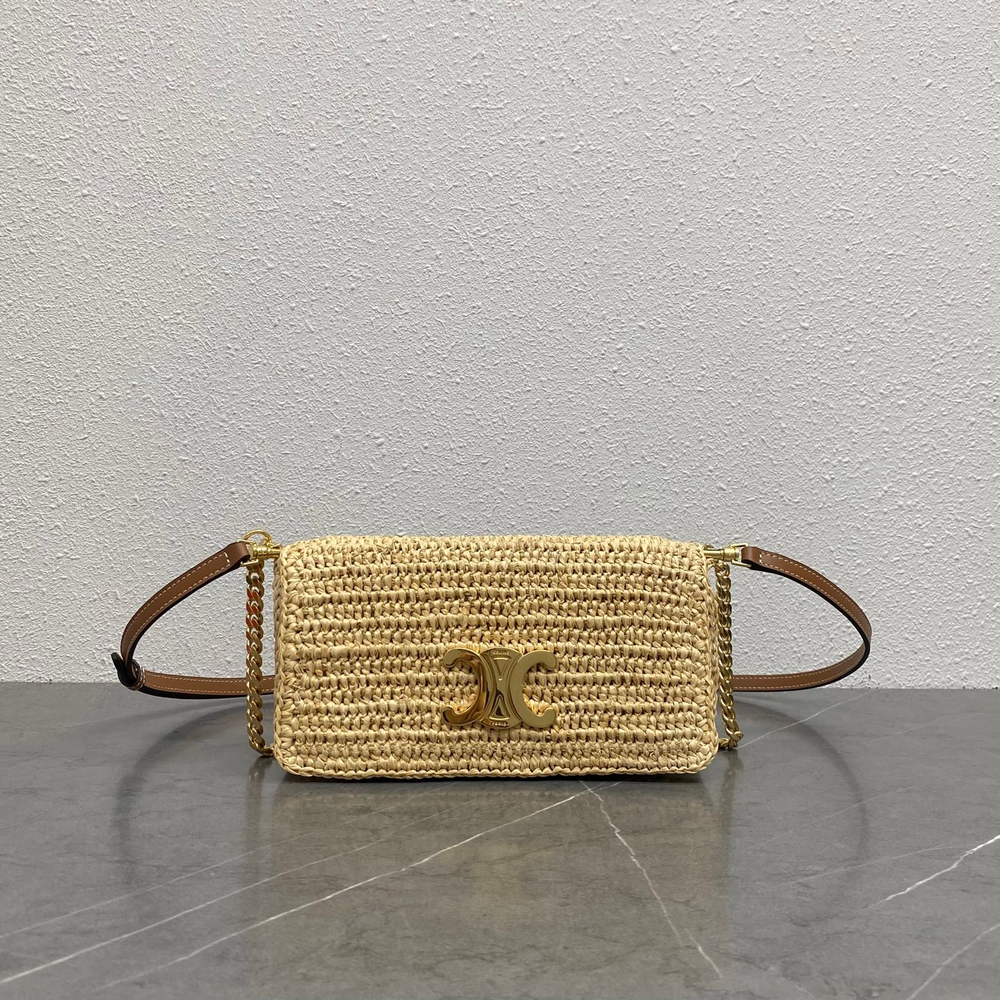 Сумка Celine Multipochette из рафии, с коричневой отделкой — фото 3