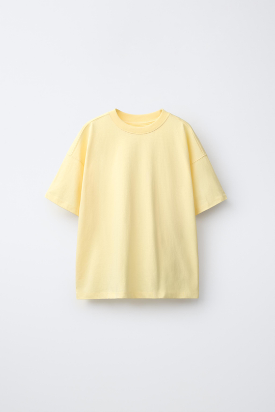 ZARA БАЗОВАЯ ОДНОТОННАЯ ФУТБОЛКА, МЯГКИЙ ЖЕЛТЫЙ