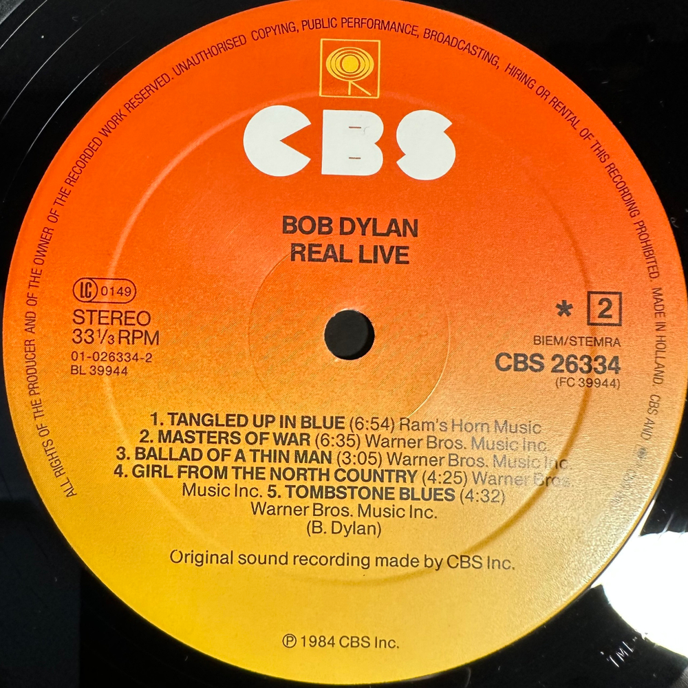 Bob Dylan - Real Live (Голландия 1984г.)