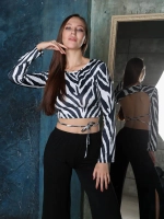 топ с завязками для танцев pole dance с принтом зебра