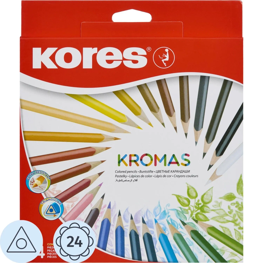 Карандаши цветные Kores Kromas 24 карандаша 24 цвета трёхгранные
