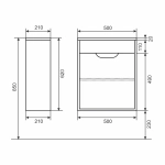 Тумба с раковиной для ванной Uperwood Modul 50 см, подвесная, матовая, черная