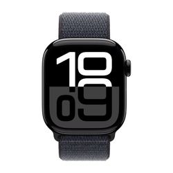 Apple Watch Series 10, 42 мм, Умные часы Корпус из алюминия цвета Черный глянец, спортивный браслет темно-синего цвета (MWWG3)