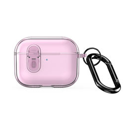 Чехол прозрачный розовый для наушников AirPods Pro 3, серия PECL Series от Dux Ducis, в комплекте с карабином