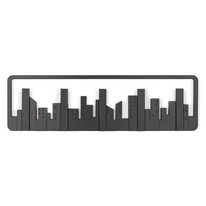 Вешалка настенная skyline, 50 см, черная, 5 крючков