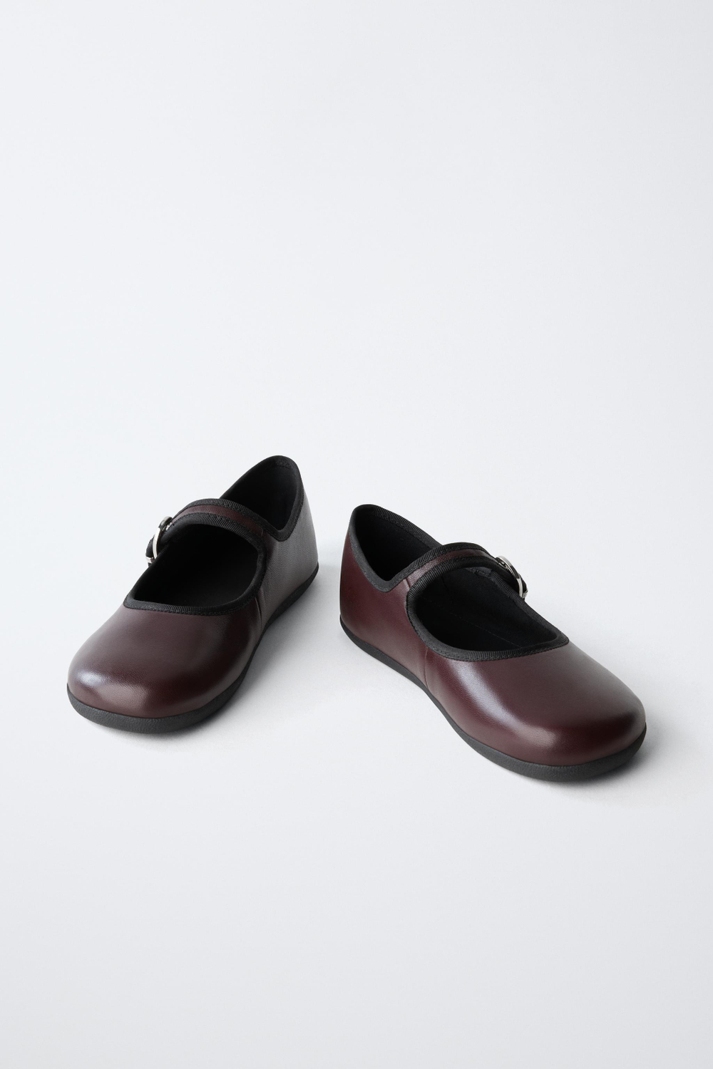 ZARA КОЖАНЫЕ БАЛЕТКИ BAREFOOT, ГРАНАТОВЫЙ