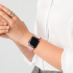 Ремешок из натуральной кожи розового цвета от Dux Ducis для смарт часов Apple Watch 42, 44, 45, 46, 49мм, серия YA Series