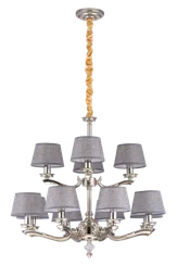 Люстра подвесная NewRgy 5288R/8+4 SN, 12×40 Вт, никелевая и сатиновая