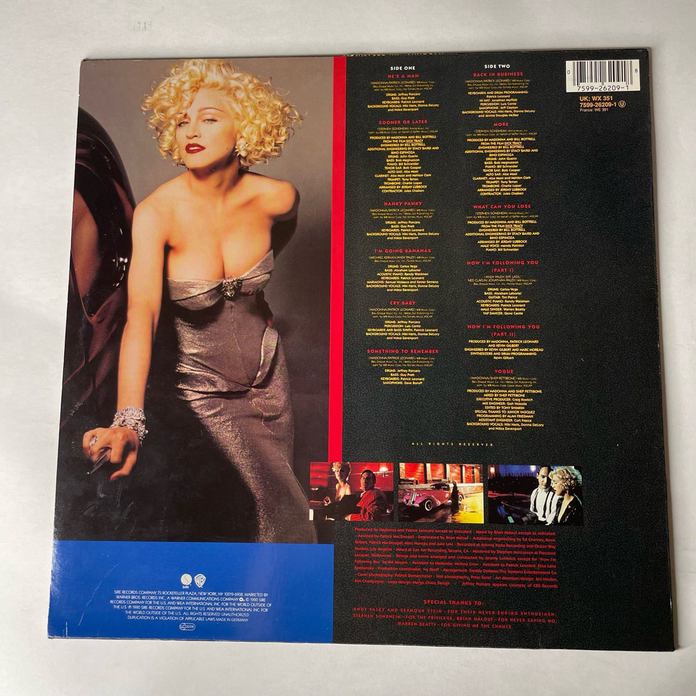 Винтажная виниловая пластинка LP Madonna I'm Breathless Музыка Из Кинофильма Дик Трейси (Германия 1990)