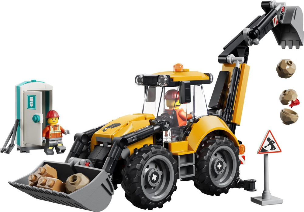 Конструктор Лего Сити Тяжёлый экскаватор-погрузчик 60480 | LEGO City Yellow Backhoe Loader | техника | 301 деталь | 7+