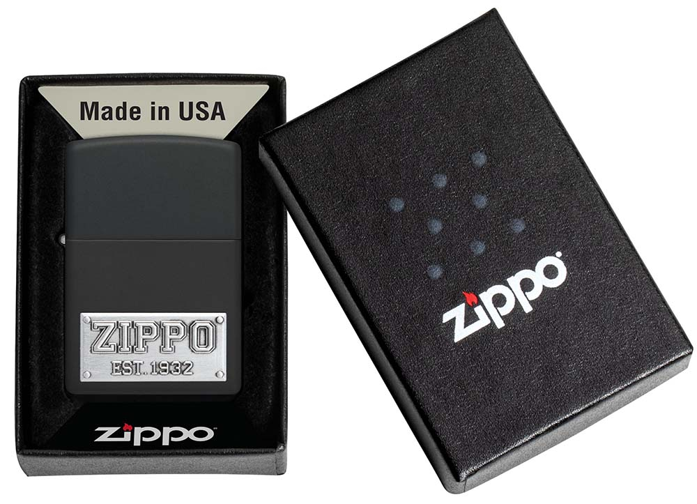 Зажигалка Zippo License Plate с покрытием Black Matte, латунь/сталь, черная, 38x13x57 мм