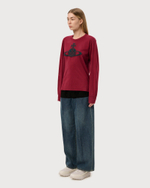 VIVIENNE WESTWOOD RED LABEL ЛОНГСЛИВ БОРДОВЫЙ С АППЛИКАЦИЕЙ ВИДЕ ЛОГОТИПА БРЕНДА