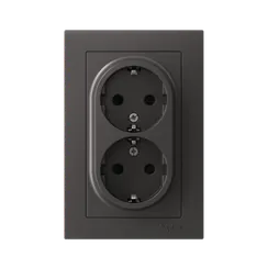 Розетка с заземлением и защитными шторками Systeme Electric AtlasDesign Базальт ATN001426