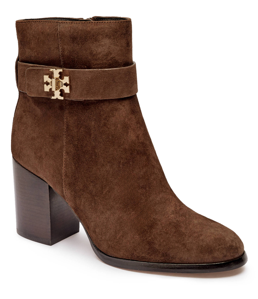 Кожаные ботильоны на каблуке TORY BURCH - коричневый(156277)