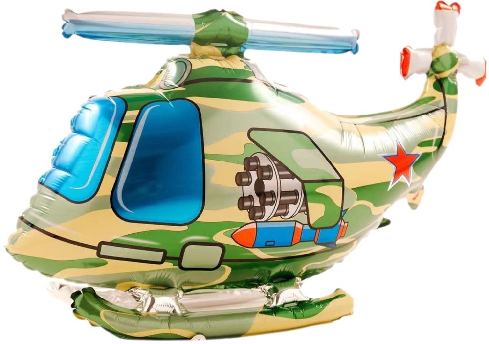 Шар 3D (33''/84 см) Фигура, Военный вертолет, Камуфляж, 1 шт. в уп.