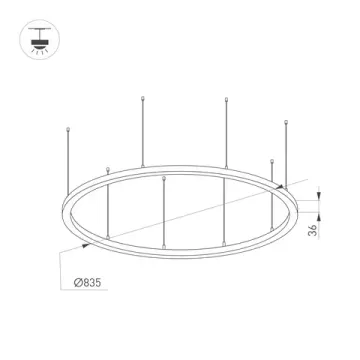 Подвесной светильник 65W 4000K 034007(2) черный SP-LINE-HANG-ARC-O3535-D800-65W Day4000 Arlight
