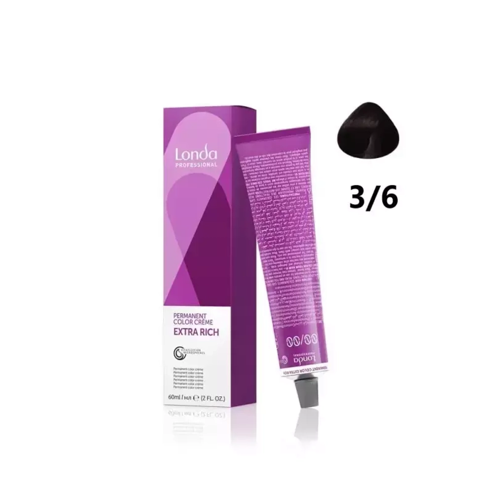 Londa Color стойкая крем-краска, 3/6 темный шатен фиолетовый micro reds, 60мл
