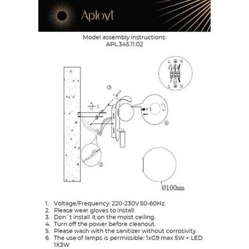 Светильник настенный (Бра) LED 8W 3000K/G9 APL.345.11.02 латунь Zofka Aployt