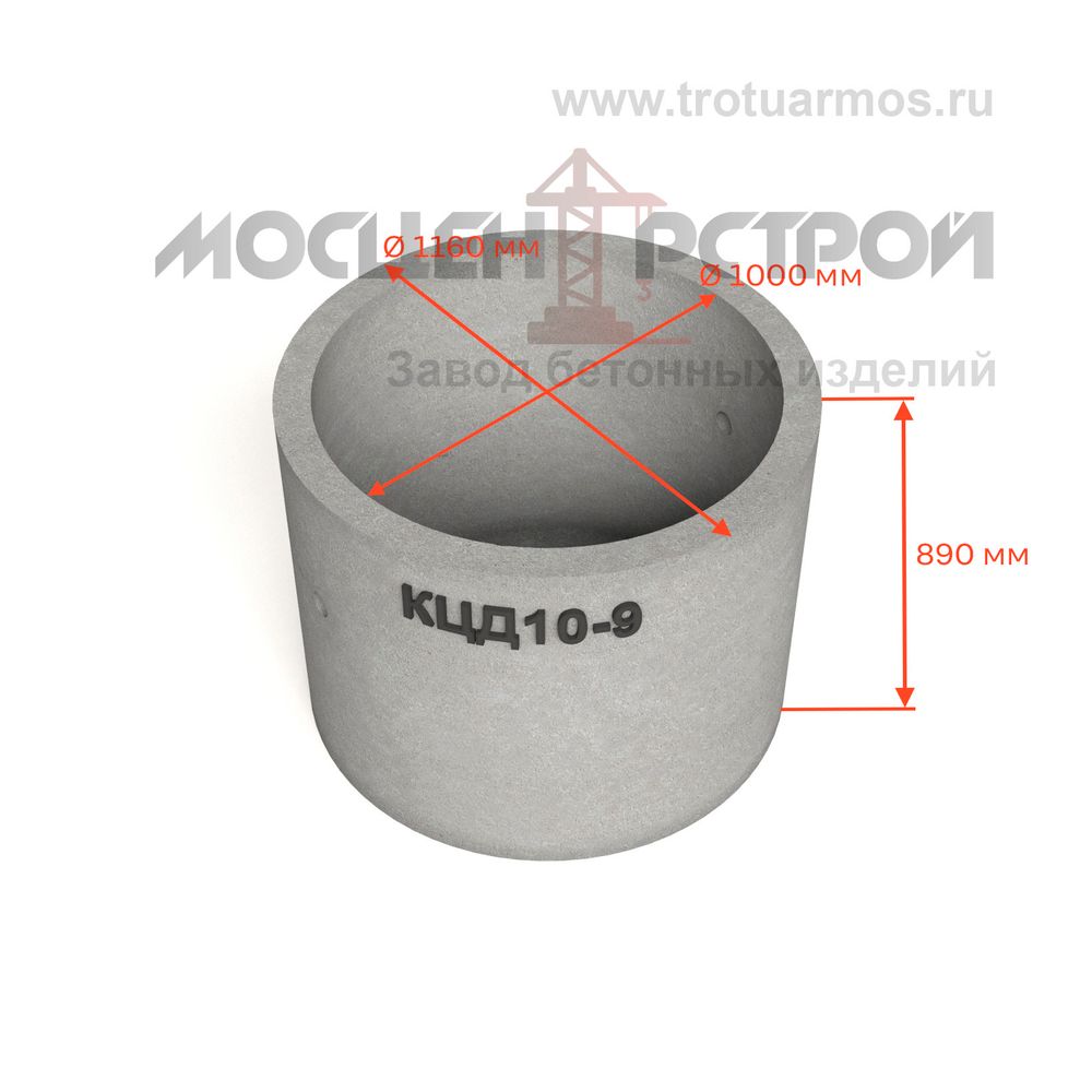 Кольцо колодезное стеновое с дном КЦД10-9 (КСД10-9)