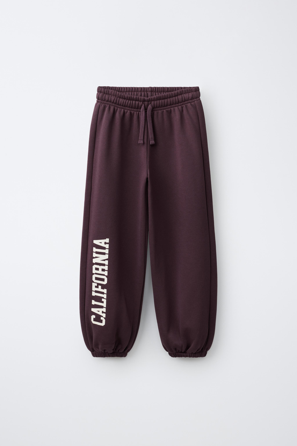 ZARA БРЮКИ-ДЖОГГЕРЫ VARSITY ИЗ МЯГКОЙ ТКАНИ, БУРГУНДИ