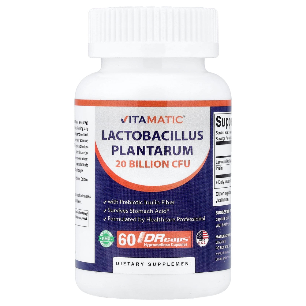 Vitamatic, Lactobacillus plantarum, 60 капсул с гипромеллозой DRcaps®