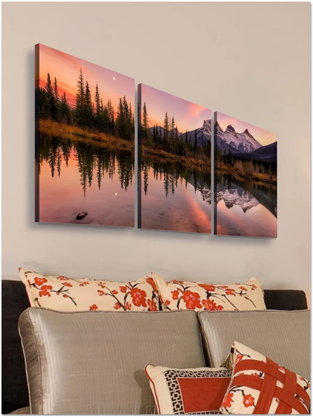 Картина Розовый закат модульная 50x70см 3шт.