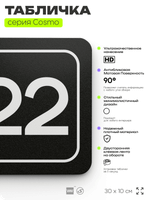 Таблички с номером кабинета "Кабинет №22", для офиса, 30 х 10 см, серия COSMO 3010, черная, Айдентика Технолоджи