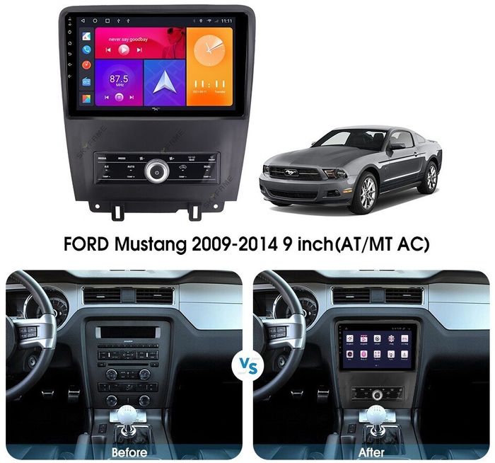 Магнитола для Ford Mustang 5 2009-2013 S197 - Kuberg SF-1103 (кнопки и крутилки), Android 12, Быстрая, CarPlay, 4G SIM-слот