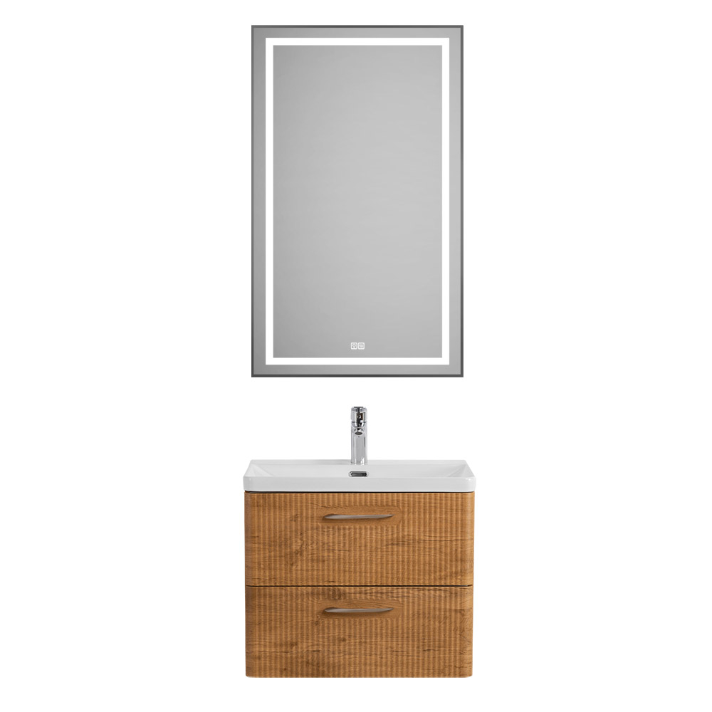 Подвесная тумба с раковиной Belbagno DUE 60 см Rovere Nature DUE-600-2C-SO-RN-P + BB-8076-3-60