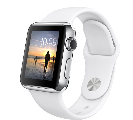 Часы смарт Apple Watch 38мм (белый полимерный ремешок)