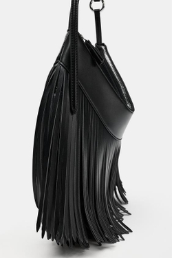 ZARA СУМКА С БАХРОМОЙ, ЧЕРНЫЙ