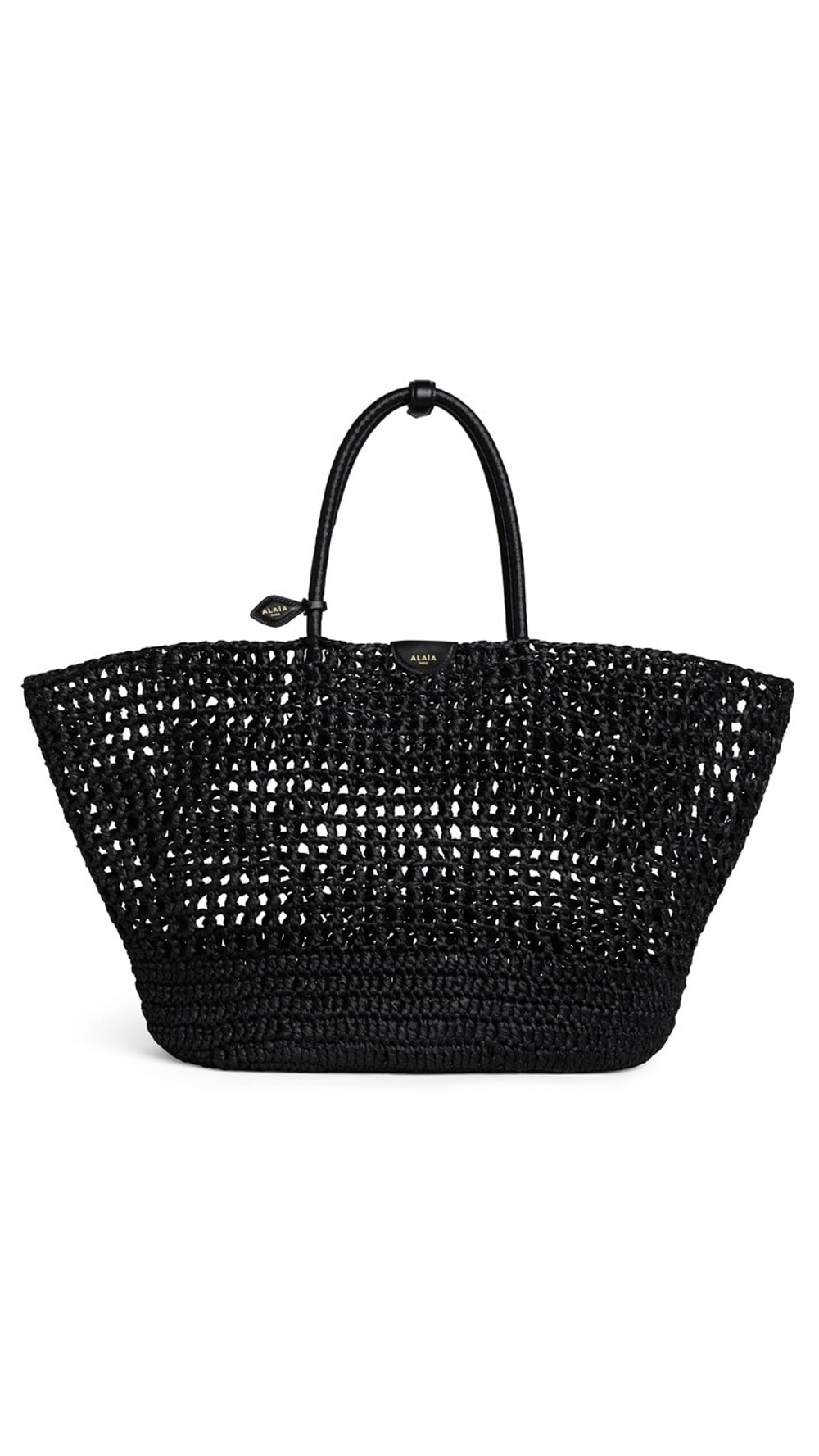 ALAÏA БОЛЬШАЯ СУМКА-КОРЗИНА ИЗ РАФИИ, ЧЕРНЫЙ