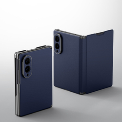 Чехол с покрытием под кожу синего цвета для Samsung Galaxy Z Fold 8, серия Fort Series от Dux Ducis