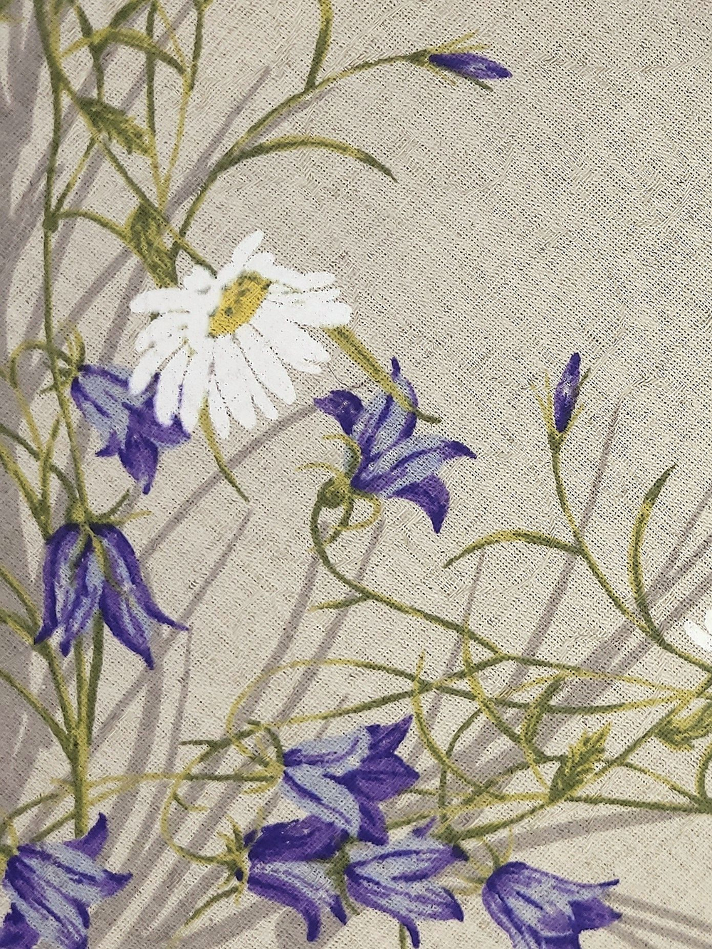 1м. Полулен ткань для шитья, Колокольчики, 1 метр