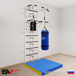Шведская стенка Sv Sport усиленная 6726 (Турник стандарт/Брусья/Лестница/Цепь/Мешок 22кг/Мат 1м)