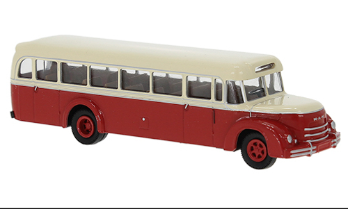 Автобус MAN MKN с круглым капотом, светло-бежевый/красный, 1952, 1:87
