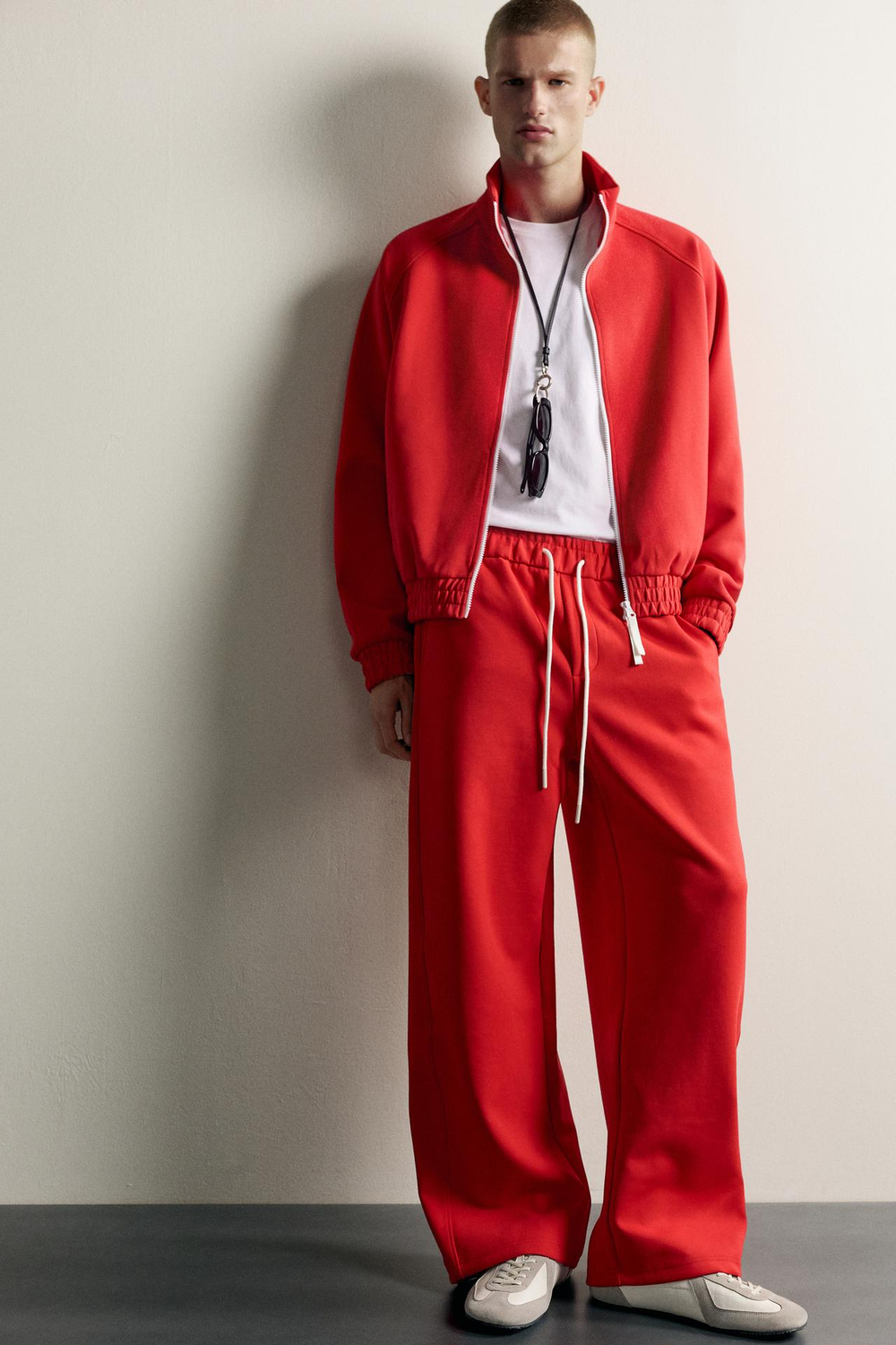 ZARA БРЮКИ RELAXED FIT, КРАСНЫЙ