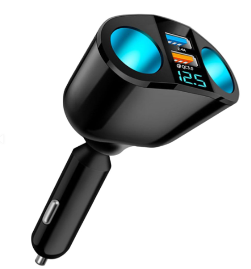 Разветвитель авто TDS TS-CAU68А (2 гнезда + USB + QC3.0)