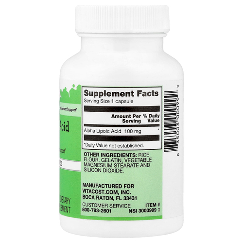 Vitacost, Alpha Lipoic Acid, 100 mg, 120 Capsules