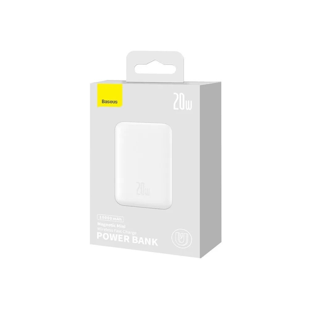 Внешний аккумулятор с магнитом повербанк Power Bank 10000mAh 20W белый Magnetik Mini Wireless BASEUS