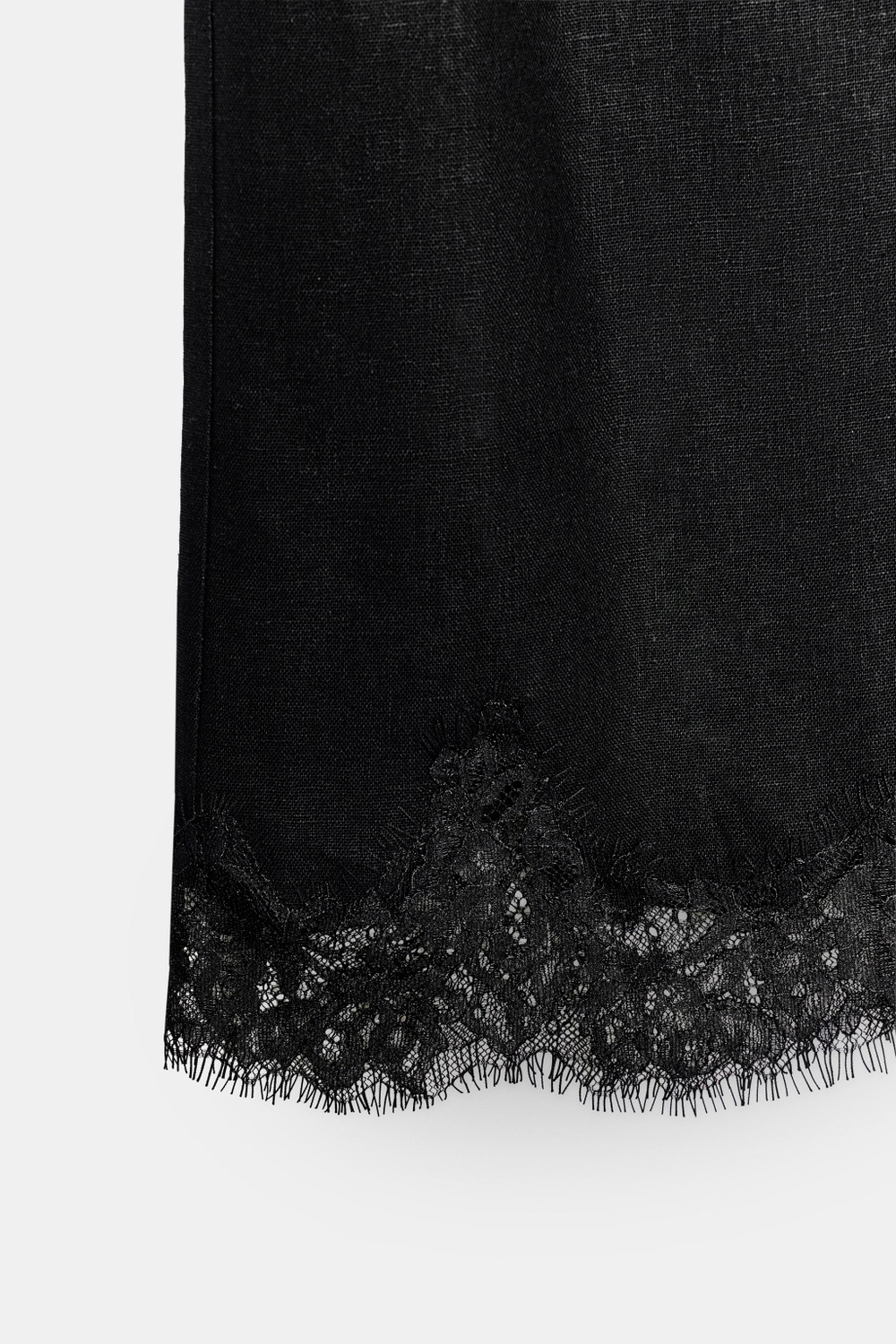 УДЛИНЕННЫЕ ЛЬНЯНЫЕ ШОРТЫ С КРУЖЕВОМ — ZARA