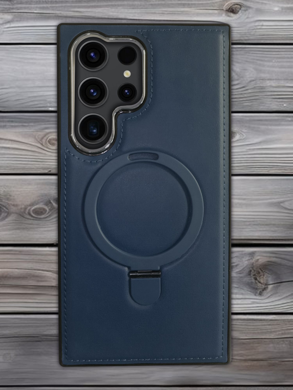 Business style чехол из кожи для SAMSUNG GALAXY S24 ULTRA с кольцом-подставкой и бархатной подкладкой