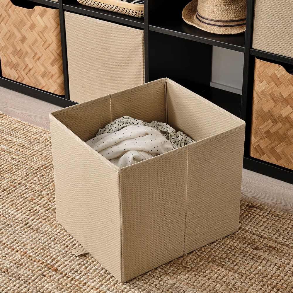 IKEA Короб с петелькой KOSINGEN для хранения вещей, 33x38x33 см, бежевый (из Финляндии)