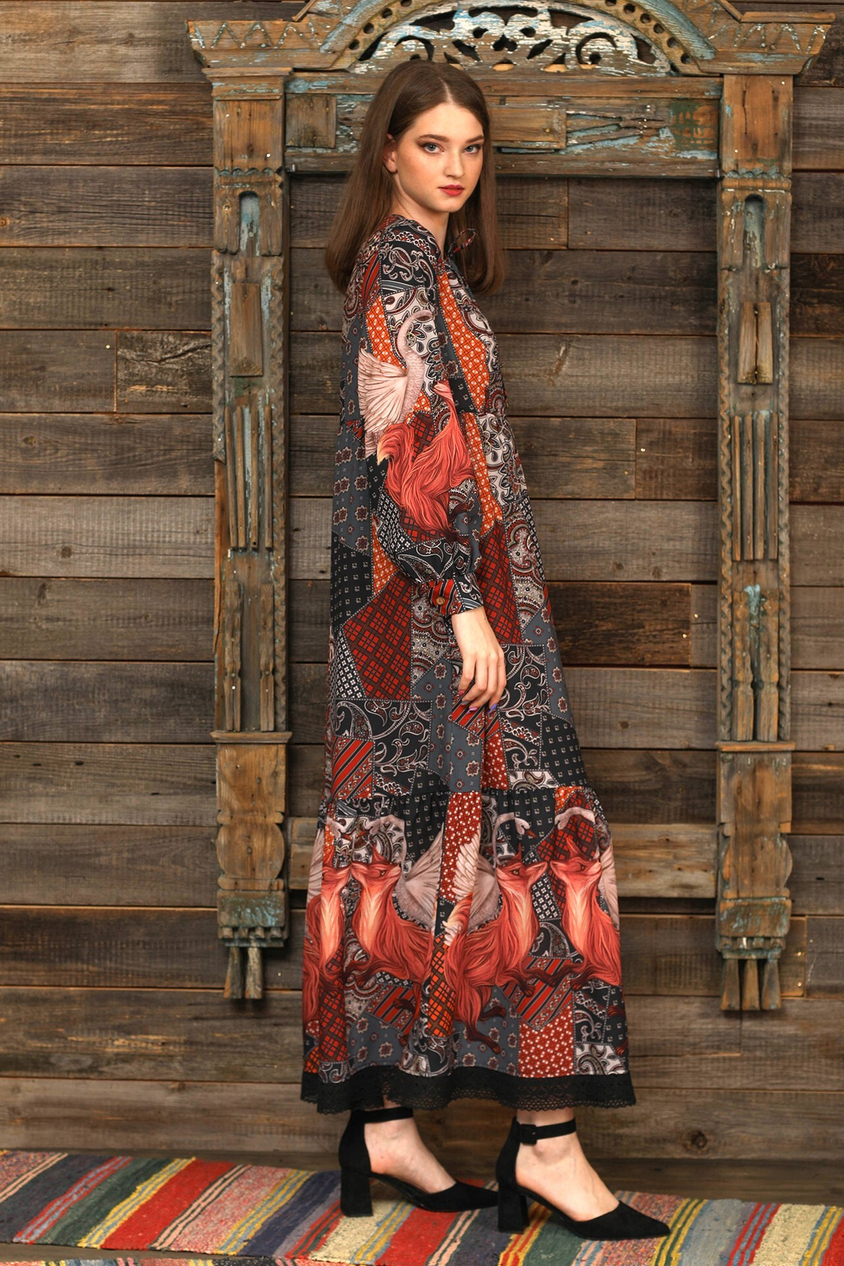 Dress "Peasant woman. Fox and Swan"