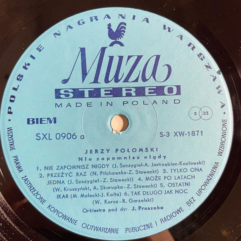 Винтажная виниловая пластинка LP Jerzy Polomski Nie Zapomnisz Nigdy (Польша 1972)