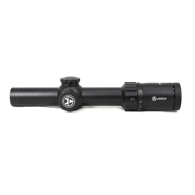 Оптический прицел ARKON Model A 1-8x24 / Аркон Модель А 1 8 на 24 - вид сбоку, крышка барабанчика ввода поправок