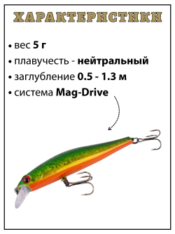 Воблер Минноу Rigge 70SP 70 мм 5 г цвет #10