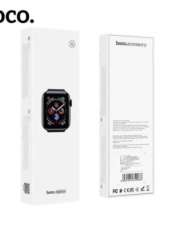 Смарт-часы Hoco Y1, 1.75", 320х385, IP68, BT3.0+4.0, 230 мАч,поддержка вызова,шагомер,черные